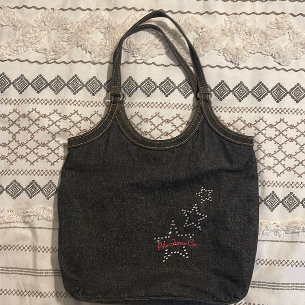 Ralph Lauren Polo Black Denim Tote Bag